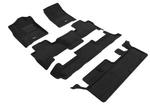 Chevrolet Tahoe Floor Mat Set - Front Rear and Third Row - 3D MAXpider - ELEGANT - Black - `15-`20